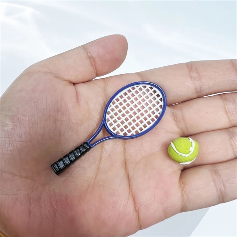 1 12 Schaal Poppenhuizen Tennisrackets Miniatuur Sportaccessoireset Dagelijks gebruik