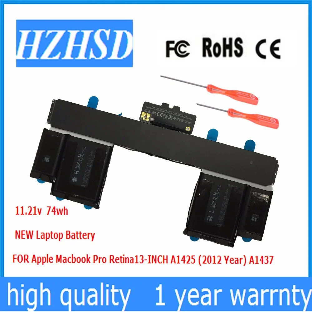 A1437 11,21 В, 74 Втч, 6600 мАч, аккумулятор для ноутбука, совместимый с MacBook Pro Retina, 13-дюймовые детали для ноутбука A1425 A1437 11,21 В, 74 Втч, 6600 мАч, аккумулятор для ноутбука, совместимый с MacBook Pro Retina, 13-дюймовые детали для ноутбука A1425
