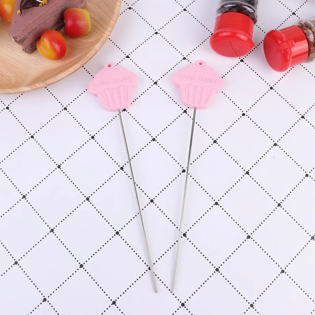 

2Pcs Stainless Steel Cake Tester Heavy Duty Easy Wash Baking Essential with Non Slip Silicone Grip Perfect for Cake Cupcake