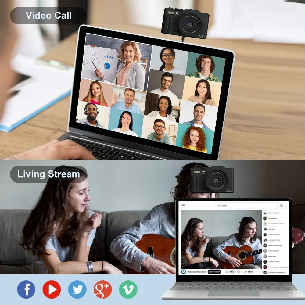 كاميرا تصوير رقمية مدمجة 5K 18X تكبير رقمي عتيق مسجل فيديو مدونة فيديو يوتيوب 180 ° كاميرا ويب واي فاي بشاشة قابلة للطي #6