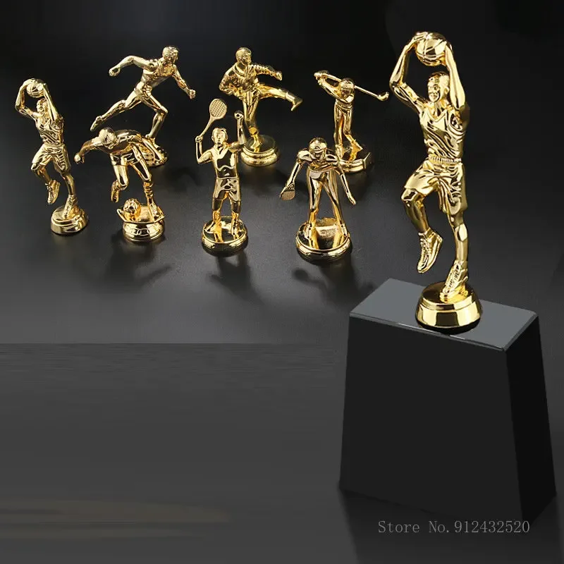 Customized Rewards Metal Bicycle Golf, Table Tennis, Basketball, ping pong Ball, Run Long Jump Trophy, Sports, Crystal Base, 1Pc