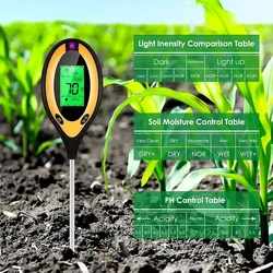 Miernik PH gleby Tester gleby Miernik wilgotności PH Temperatura Pomiar natężenia światła słonecznego Analiza Test kwasowości gleby 4 w 1