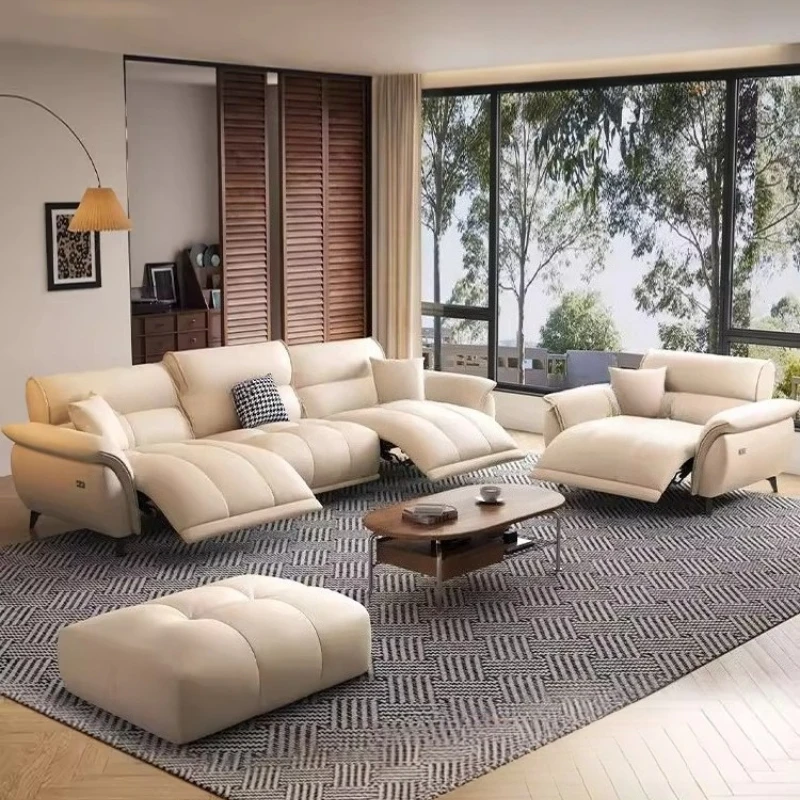 

Electric Function Sofa New Cream Style Living Room Space Capsule Function Sofa First Layer Cowhide Woonkamerbanken Furniture