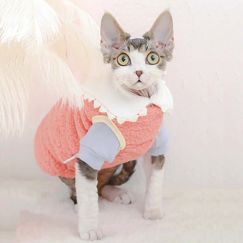 Spring Sphinx Cat Clothes Soft Hoodies For Sphynx Sweatshirt Pet Costume Kitten Jumpsuit With Cute Collar Autumn Winter Devon Re