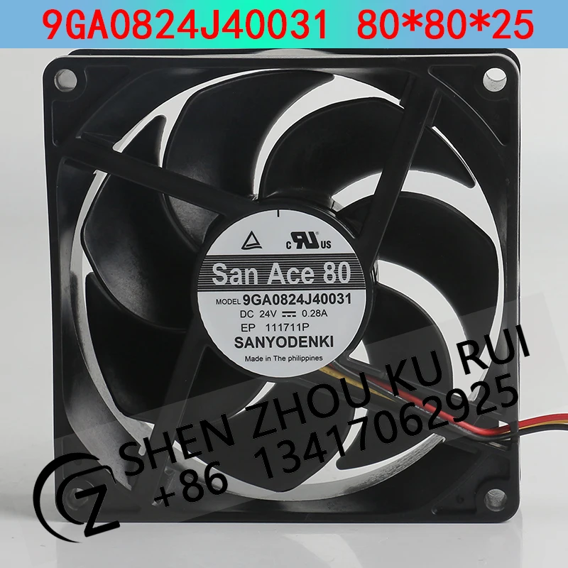 Sanyo 24V 0.28A 8025 inverter Chassis Large air capacity controller 8CM 9GA0824J40031 Cooling fan