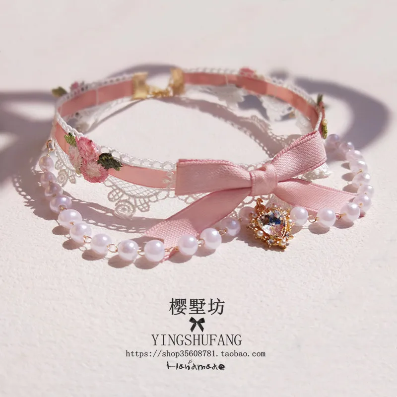 

Лолита кружевной бант жемчужное колье ожерелье элегантные женские украшения банты ручной работы цепочка на ключицы лук любовь кулон ожерелье