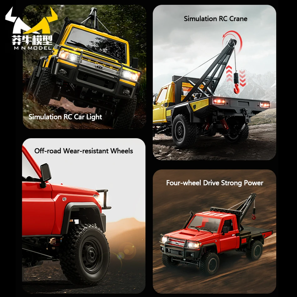 MN MODELO 1:12 4WD RC Vehículo de rescate Coche todoterreno Camión de escalada Grúa de simulación Pastilla Rock Crawler Colección Juguete para adultos