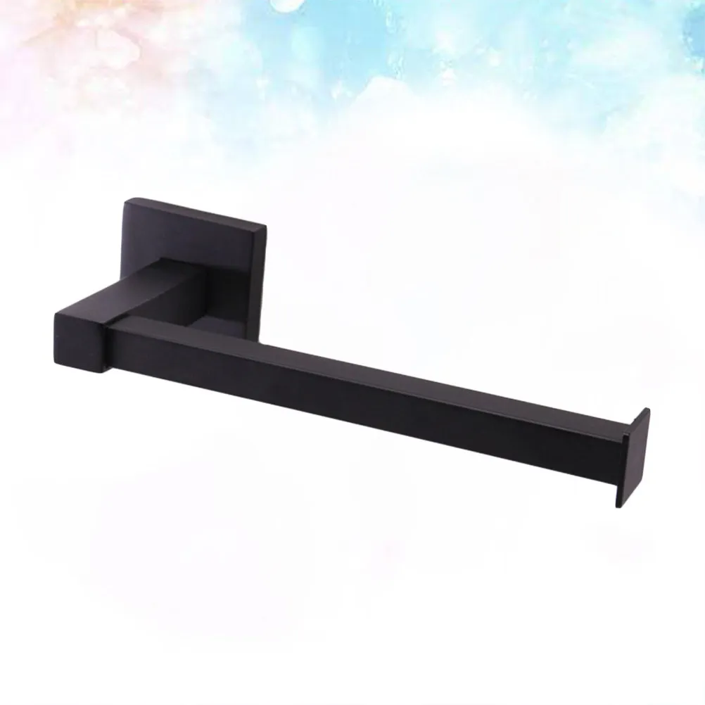 

Black Stainless Steel Toilet Paper Holder Square Design Perforated Installation Bathroom Kitchen Towel Paper Rack Rustproof