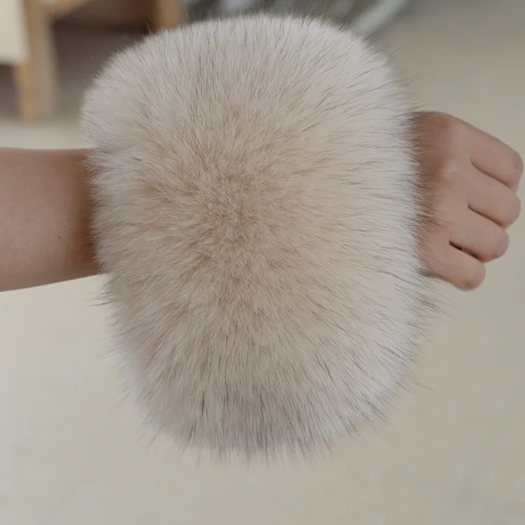 Winter 2021 Warm 100% Real Fox Fur Cuffs Genuine Ladies Warm Arm Cuff Sleeve Natural Fox Wrist Fashion Luxury Sleeves Women