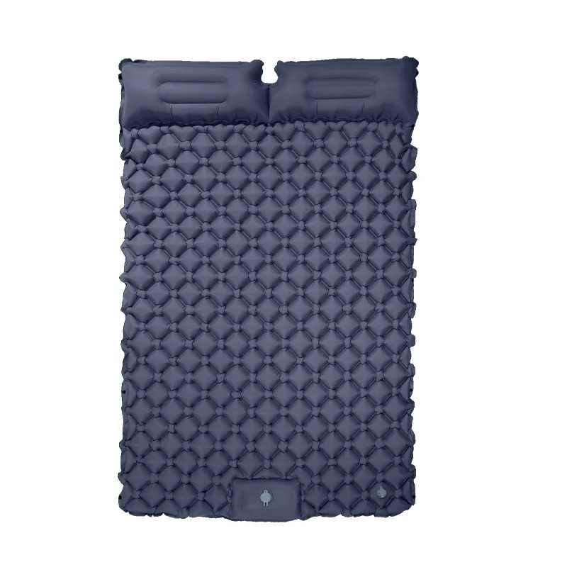 Foot Press Inflatable Camping Mat, Rhombus TPU Air Mattress with Pillow