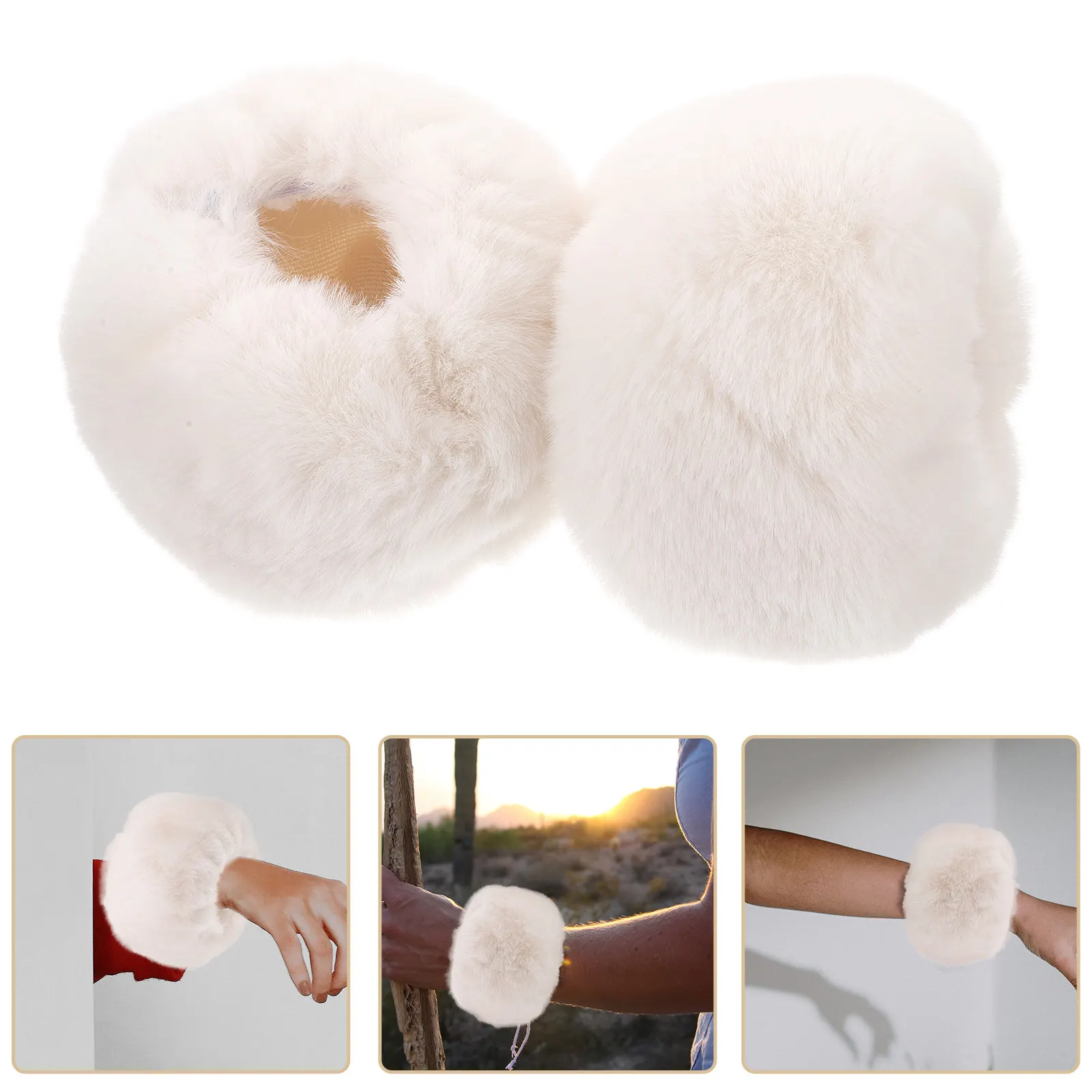 1Pair Women Faux Wristbands Soft Cozy Arm Warmers Winter Protection Running Outdoor Thermal Bracelets Cold Weather Use