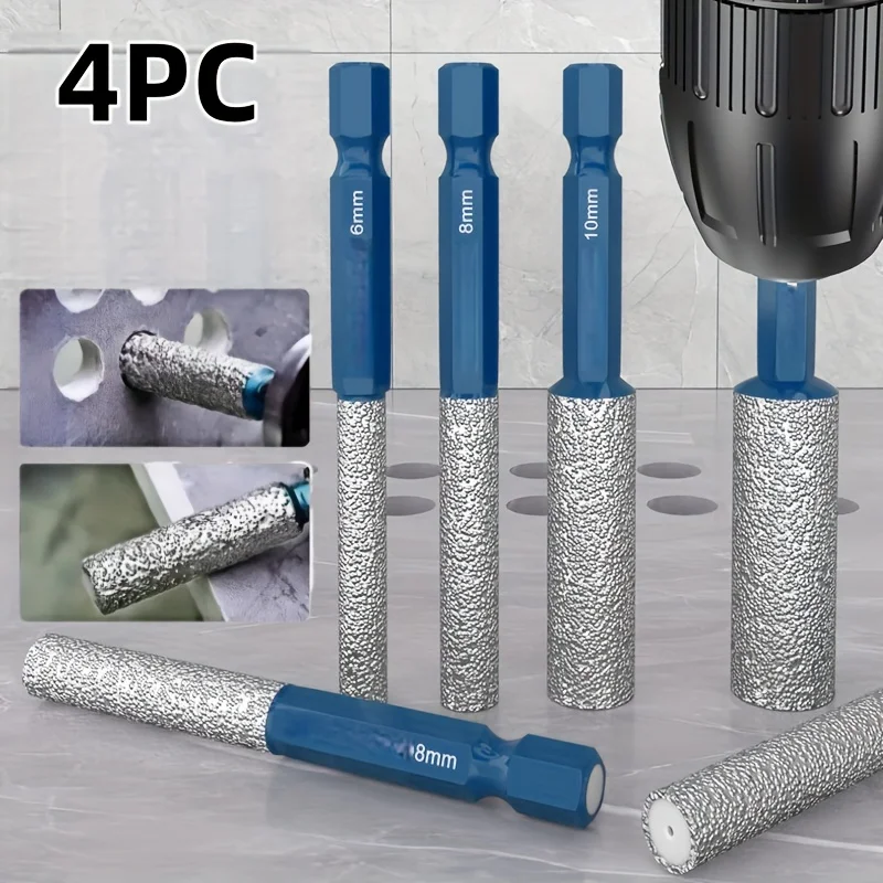 4Pcs Diamond Hole Saw Kit, 1/4