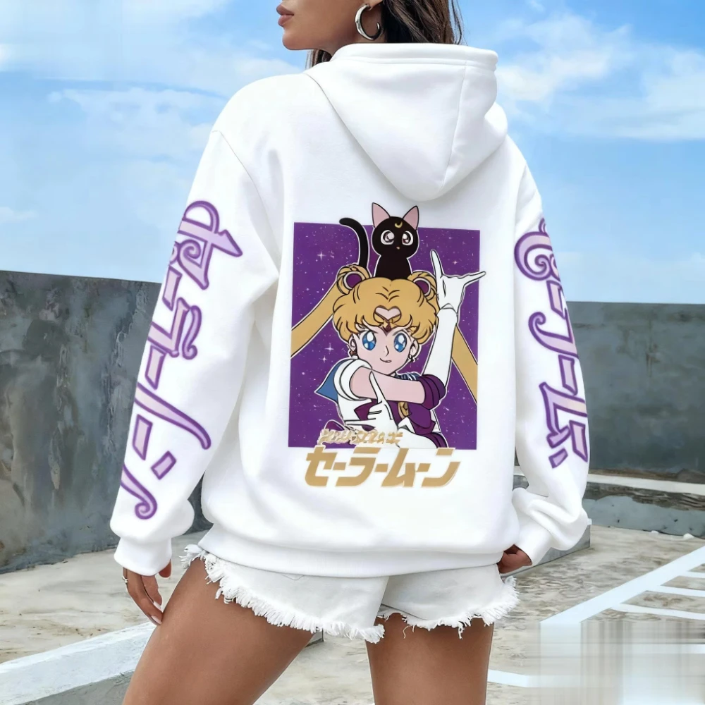 MINISO بحار القمر أنيمي رجل إمرأة هوديس البلوز طويلة الأكمام عارضة الشارع الشهير اليابانية الكرتون طباعة الخريف الشتاء الأزياء