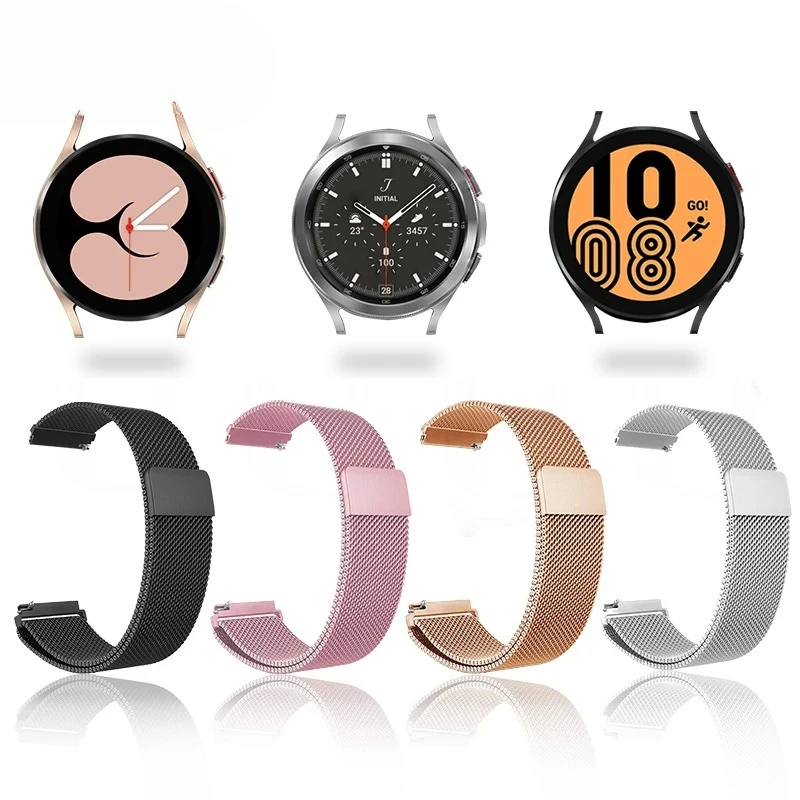

Металлический ремешок для Samsung Galaxy Watch 4, 5, 6, Active 2 (40 мм, 44 мм), Watch 3, 4 Classic, с магнитной застежкой, замена браслета, миланская магнитная петля