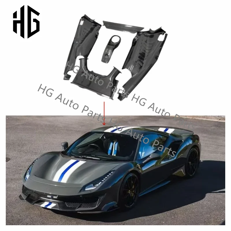 

For 488 Dry Carbon Fiber Glossy Rear Engine Hood Interior Tuning Parts For Ferrari 488 Interior Trims Body kit