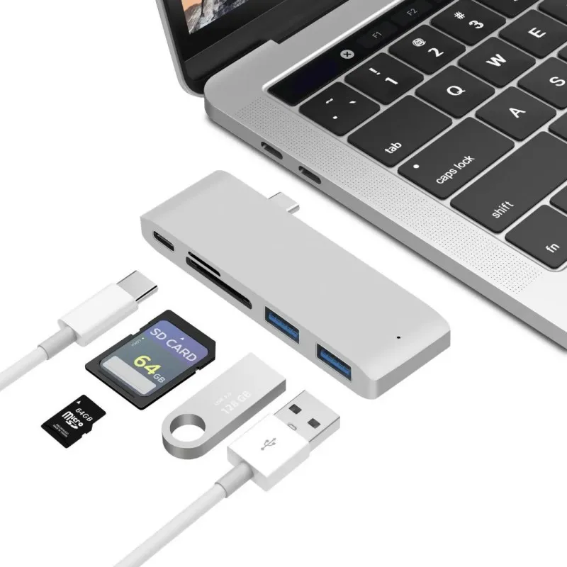 5 em 1 usb c hub usb tipo c hub adaptador para macbook pro/air m1 m2 2021 2020 2019 2018 thunderbolt 2 pd usb 3.0 leitor de cartão sd tf