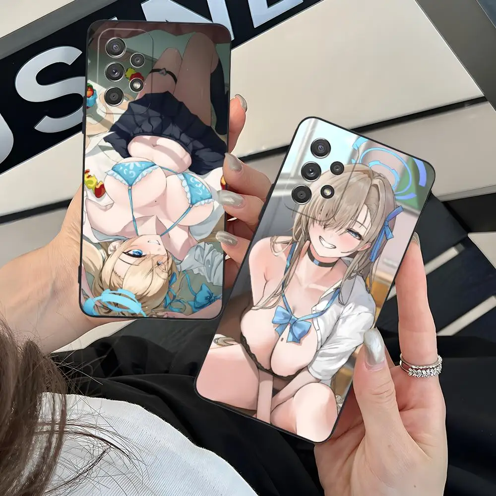 الأزرق الأرشيف Asuna قضية الهاتف المحمول لسامسونج غالاكسي M55 54 42 35 34 33 32 23 22 15 14 13 12 F55 5G اللون واقية فاخرة