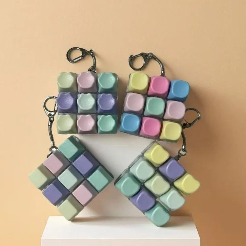 9-key Fidget Keychain Click Sound & Light Finger Toy Keyboard Caps Stress Relief Bag Pendant Keys Button Keycap Children’s Toy