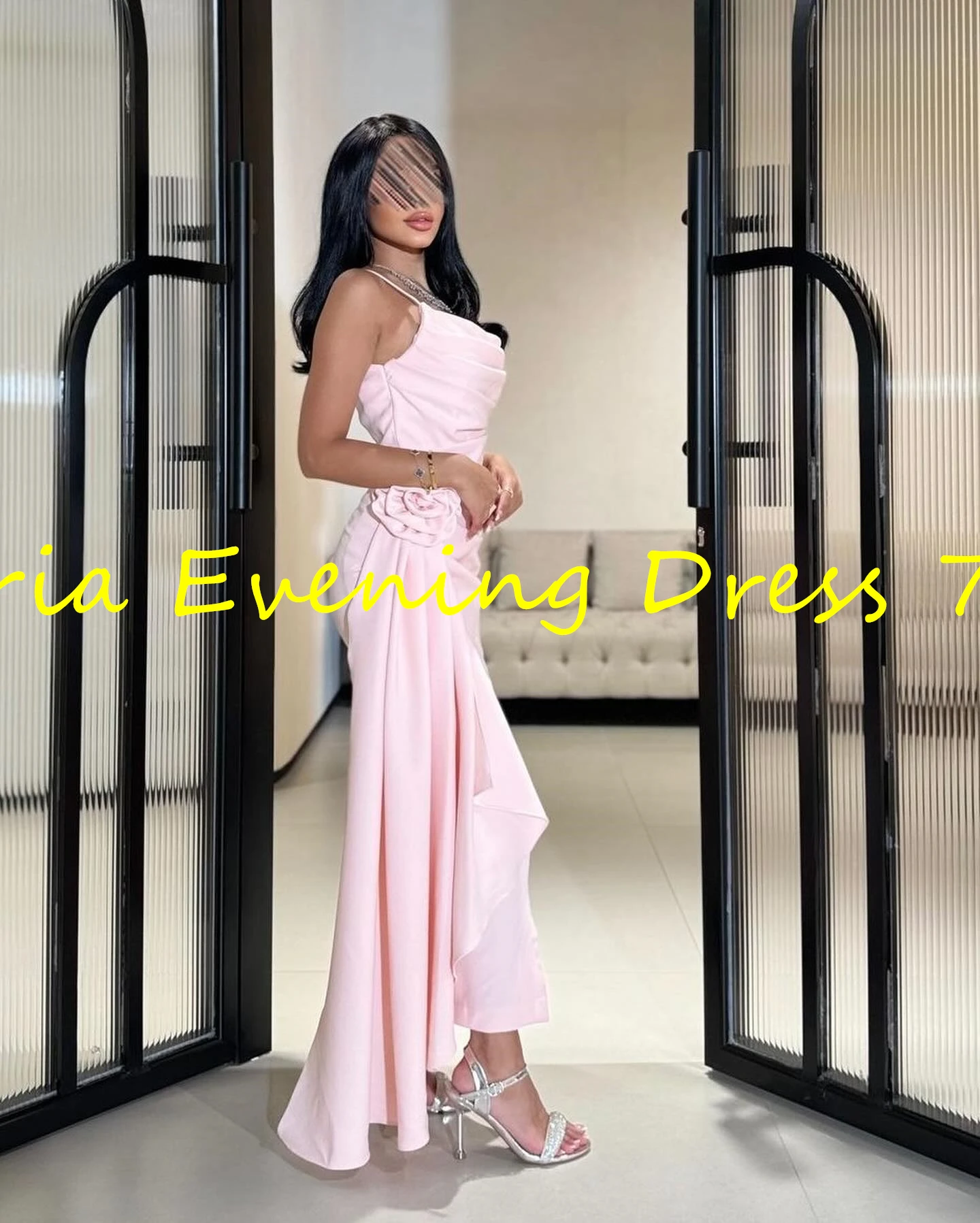 Customized Delicate Straight Ankle Length Strapless Spaghetti Straps Jersey Sleeveless Evening Dress Elegant vestidos para mujer