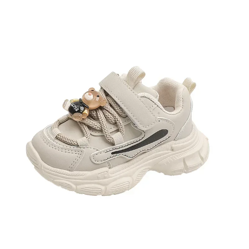 Zapatillas de deporte para niño y niña, zapatos deportivos con plataforma de felpa para caminar, tenis de oso pequeño, novedad de primavera, 24