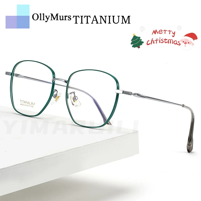 

OLLYMURS двухцветная оправа для очков для мужчин, надлегкая оправа из чистого титана в стиле ретро, большая оптическая оправа для очков для женщин