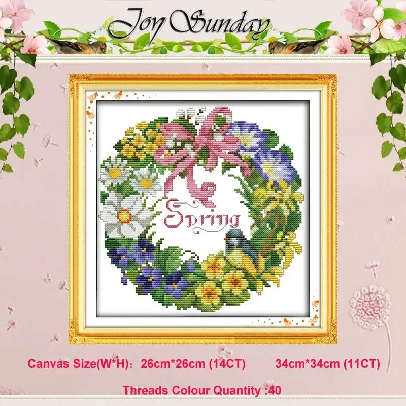 The Wreath Patterns Counted Cross Stitch Set DIY 11CT 14CT 16CT Stamped DMC Cross-stitch Kit Embroidery Needlework Home Decor