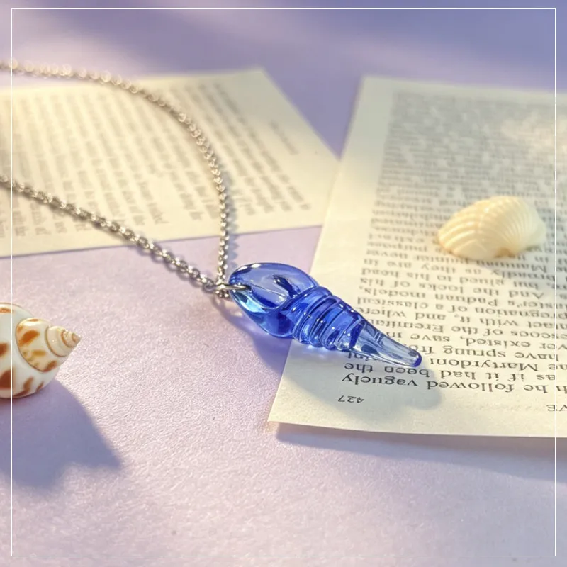 

Stardew Valley Mermaid Necklace Conch Glass Pendant Couple Jewelry Gift for Game Fans Birthday