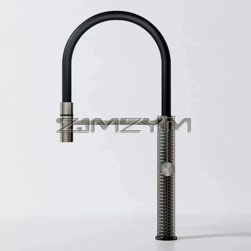 Kitchen Faucet Sink Faucets Silicone Pull Down Stream Sprayer Taps Rotatable Kitchen Mixer Water Tap Hot Cold Crane Brass