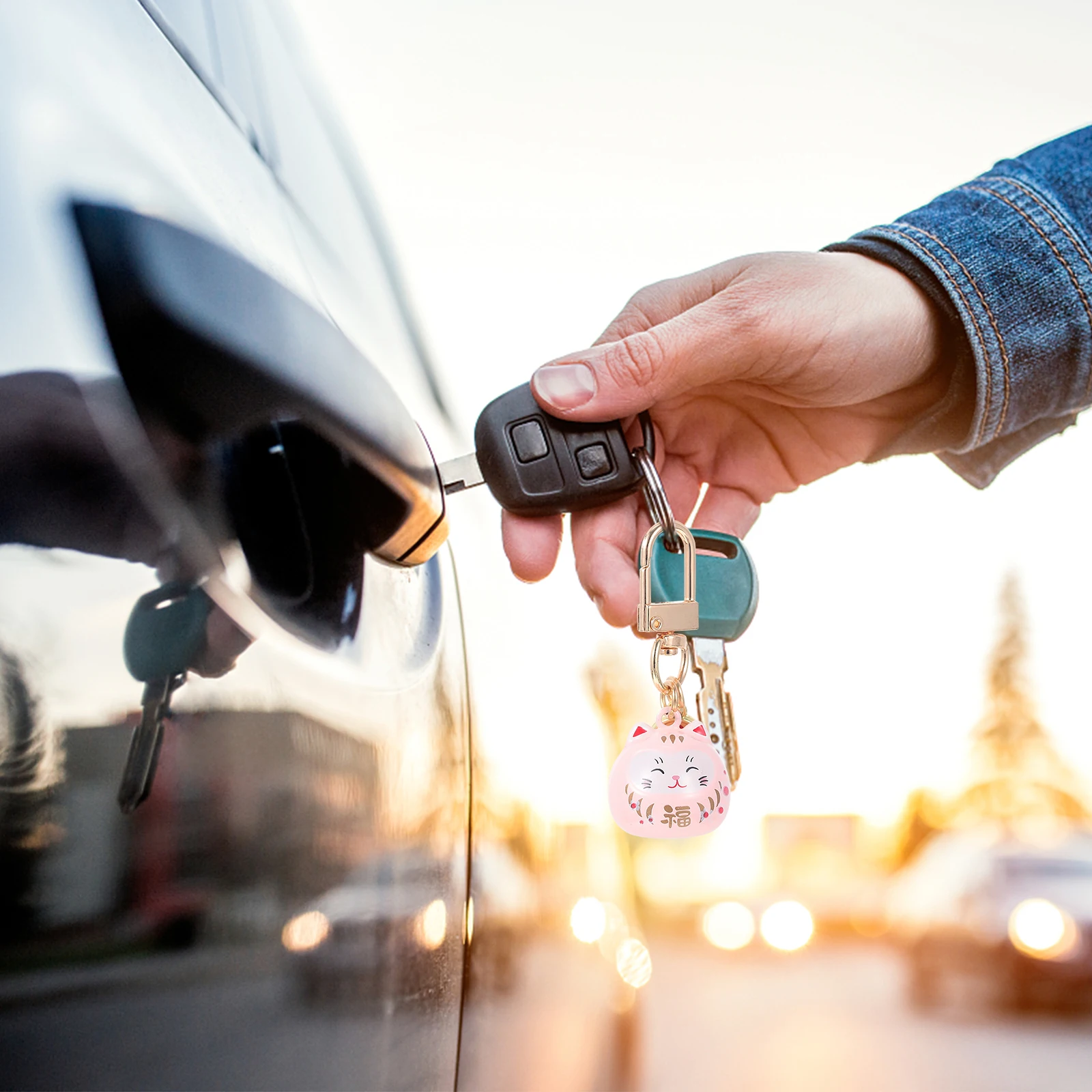 

Keychain Ornaments Keys Hanging Pendant Backpack Cat Shape Shaped Decorative Fortune Christmas