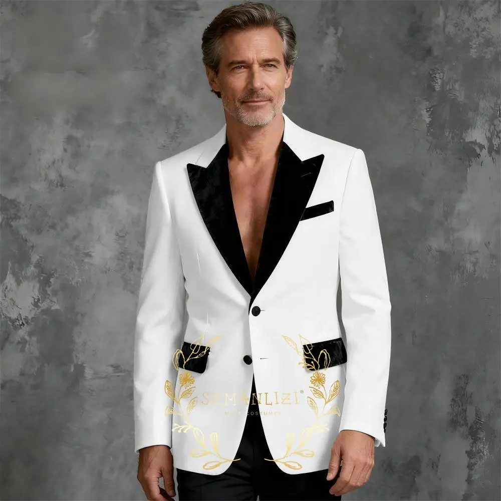 

Формальные мужские костюмы, однобортные бархатные остроконечные лацканы, приталенная мужская одежда для свадебной вечеринки, комплекты из двух предметов с куртками и брюками на заказ