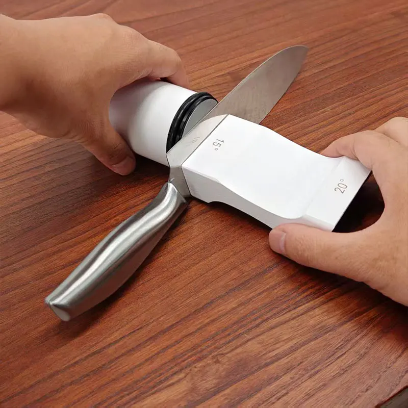 

15/20 ° Набор точилок с двумя углами, нескользящее основание, алмазный шлифовальный диск, нефрит, тонкая заточка, кухонная система заточки