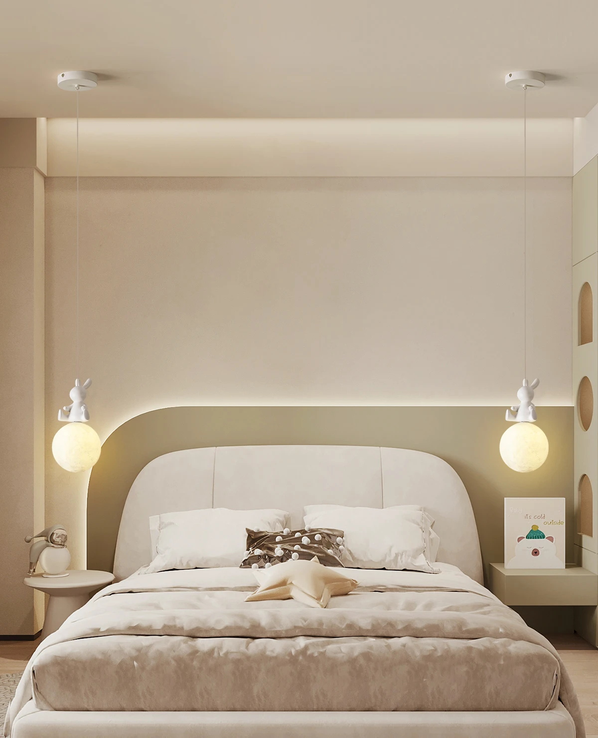 

Rabbit chandelier modern simple cream eye protection chandelier lamp