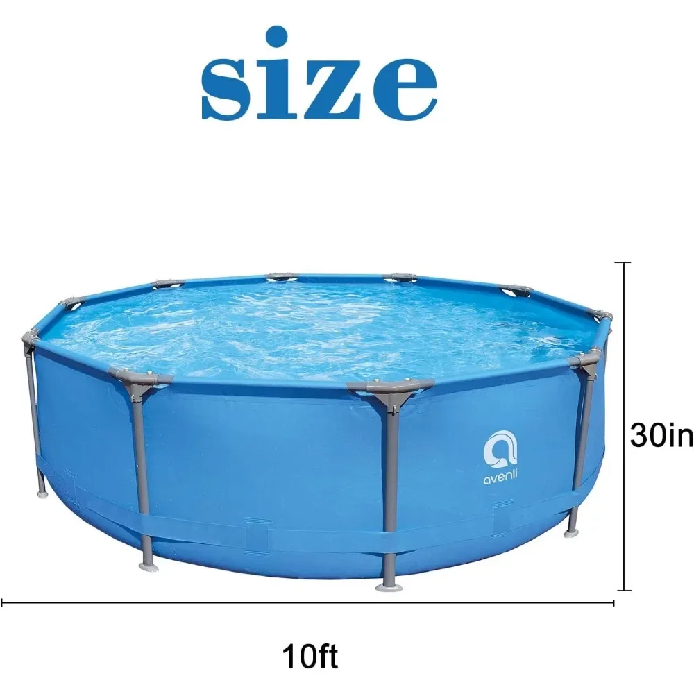 Imagem -04 - Piscina Exterior Redonda Inofensivo e Ambiental Estrutura de Aço Conjunto Fácil Acima do Solo 10ft x 30in