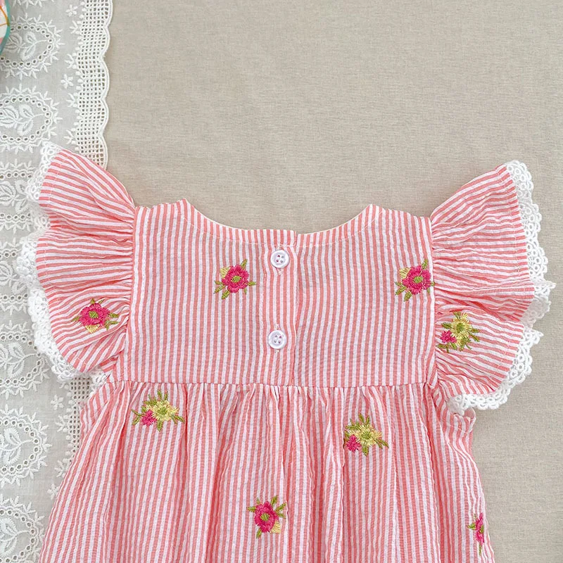 2026 Sommer 0-24M Baby Mädchen Flügelärmel Baumwolle Stickerei Baby Body 2-6 Jahre Süße Partykleider Schwesterkleidung – Detail 26