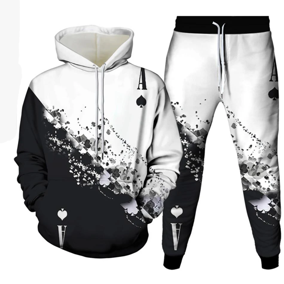 

Poker Graphic 3D Print Hoodies Pant Sets Men Casual Sweatshirts Sweatpants Jogging Pants Two Piece Suits Tracksuit Men Clothing