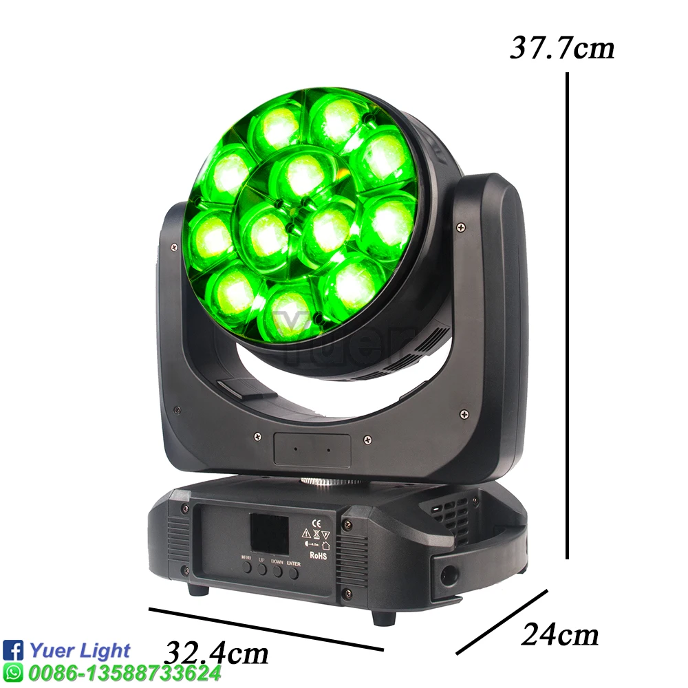 YUER Bee Eyes Led Moving Head Light 12X40W RGBW 4in1 Beam Wash Zoon Stage Dmx Dj Disco Party Lights DMX Wedding Dance Floor Bar