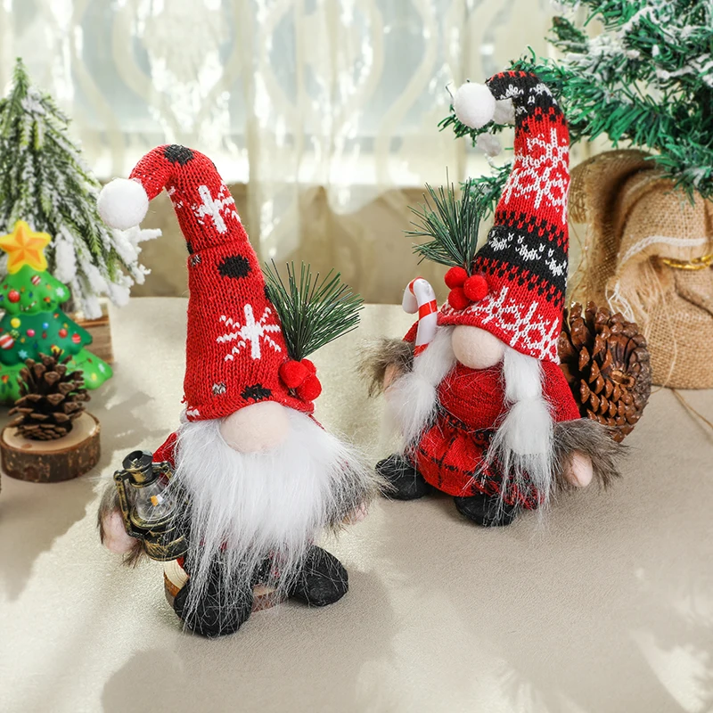 

Christmas Faceless Doll Home Decoration Polyester Doll Ornament Big Nose Red Clothing Santa Claus Christmas Party Navidad Supply