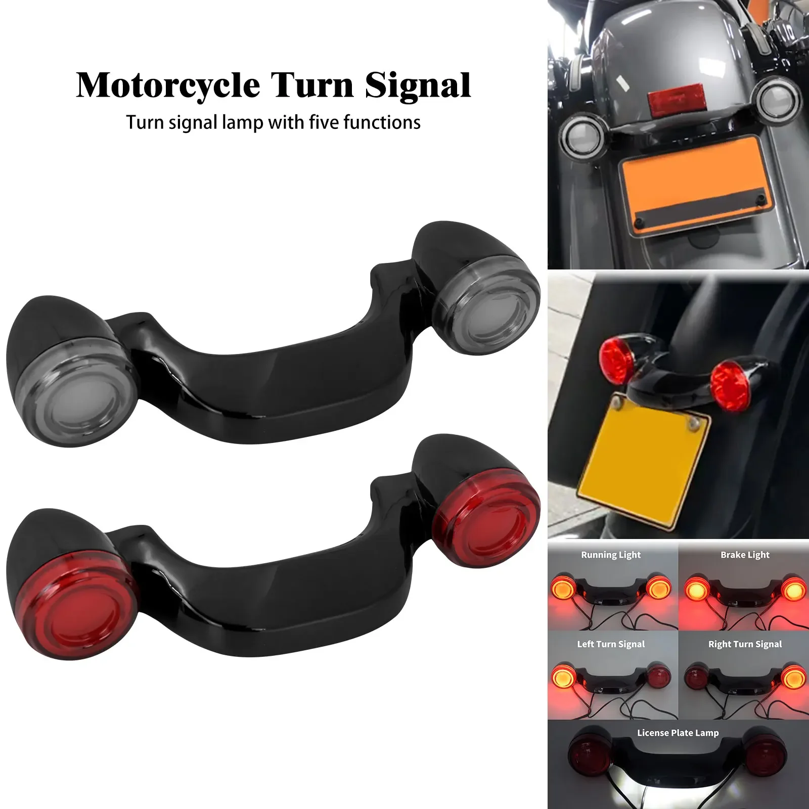 

Motorcycle Rear Turn Signal Brake Light Bar LED License Plate Lamp For Harley Touring Electra Road Street Glide Road King 10-21