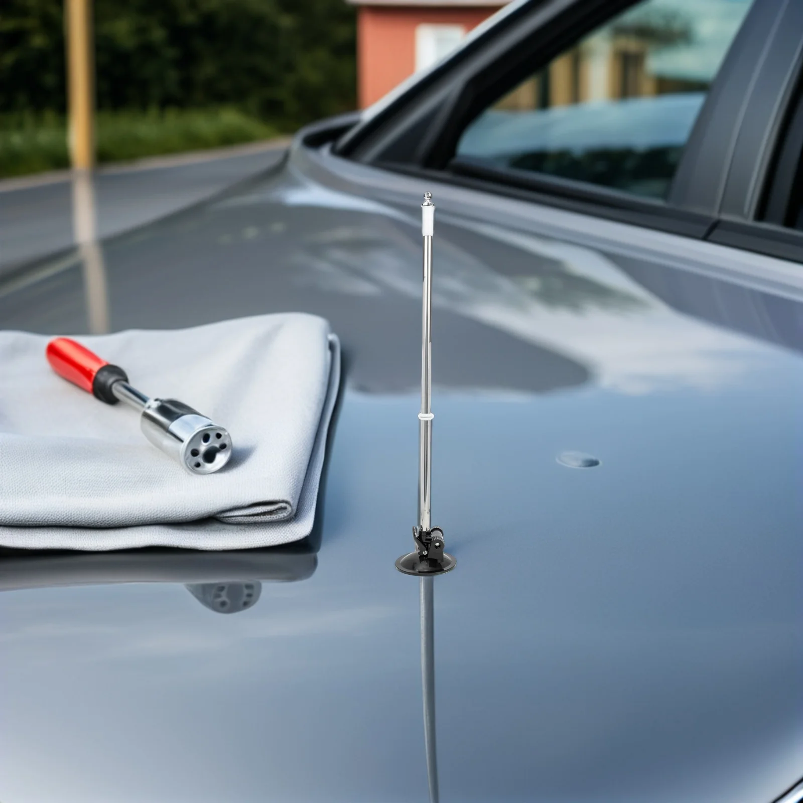 

2pcs Mini Holder Compact Table Stand With Suction Cup Universal Car Flagpole For Sports Events Parades - Suction Cup Flag