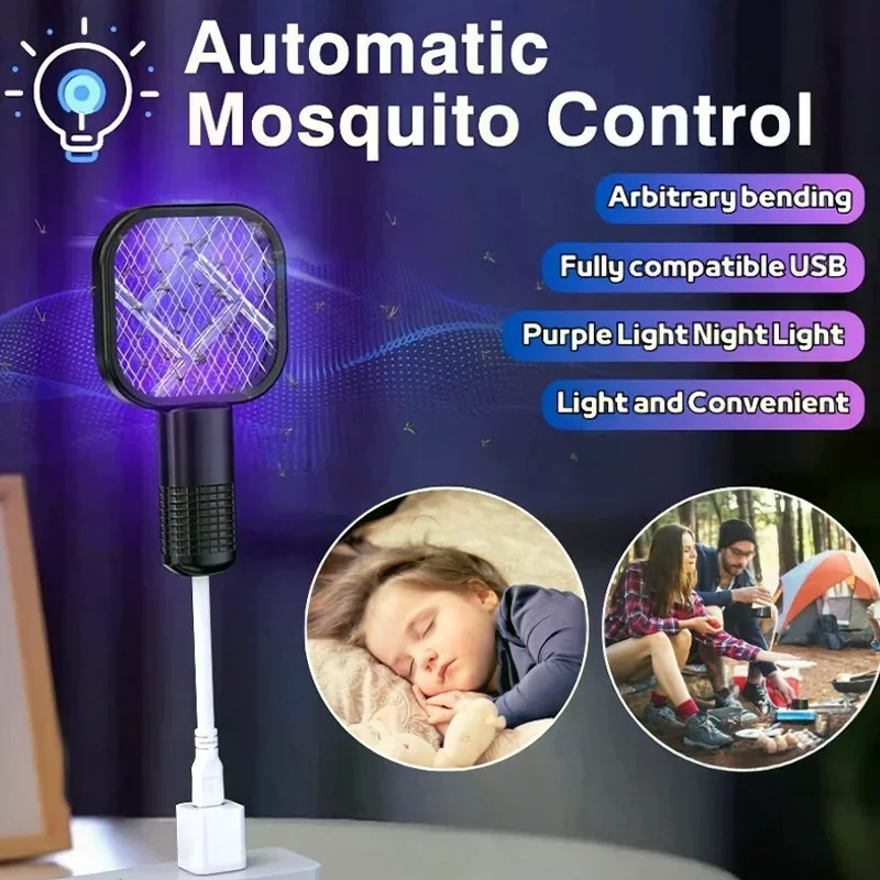 

USB Mosquito Swatter Trap UV Light Portable Mosquito Killer Lamp Electric Bug Zapper For Outdoor Picnic Camping Hotel Home
