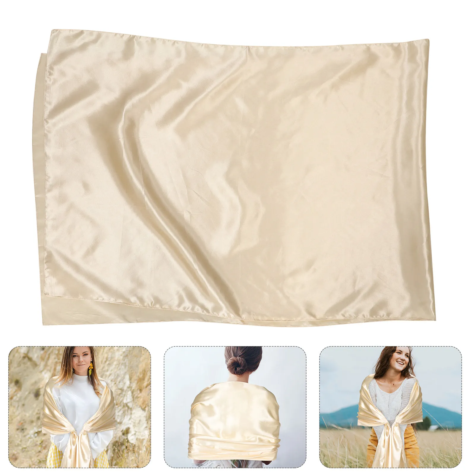 

Золотистая атласная свадебная накидка-шаль: элегантная однотонная накидка для торжественных мероприятий, вечерних платьев и платьев подружек невесты