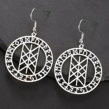 LIKGREAT Runes Drop Dangle ต่างหูผู้หญิงสแตนเลส Nordic Web of Wyrd Amulet เครื่องประดับของขวัญวันวาเลนไทน์
