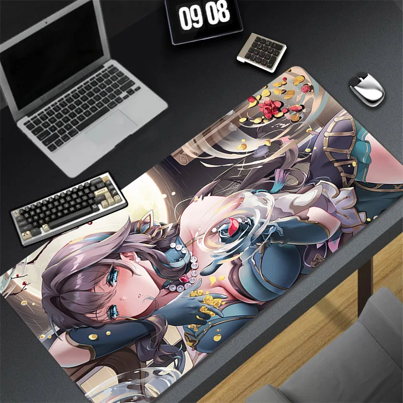 

Anime Large Mousepad Xxl Honkai Star Rail Ruan Mei Anime Mouse Pad Kawaii Cartoon Girl Desk Mat Pc Gamer Cabinet Keyboard Carpet