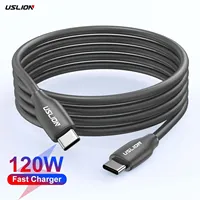 USLION PD 120W Fast Charging USB C to Type C Cable Soft Silicone Data Wire For Tablet Camera iPhone 16 15 Pro Max Xiaomi 14 OPPO