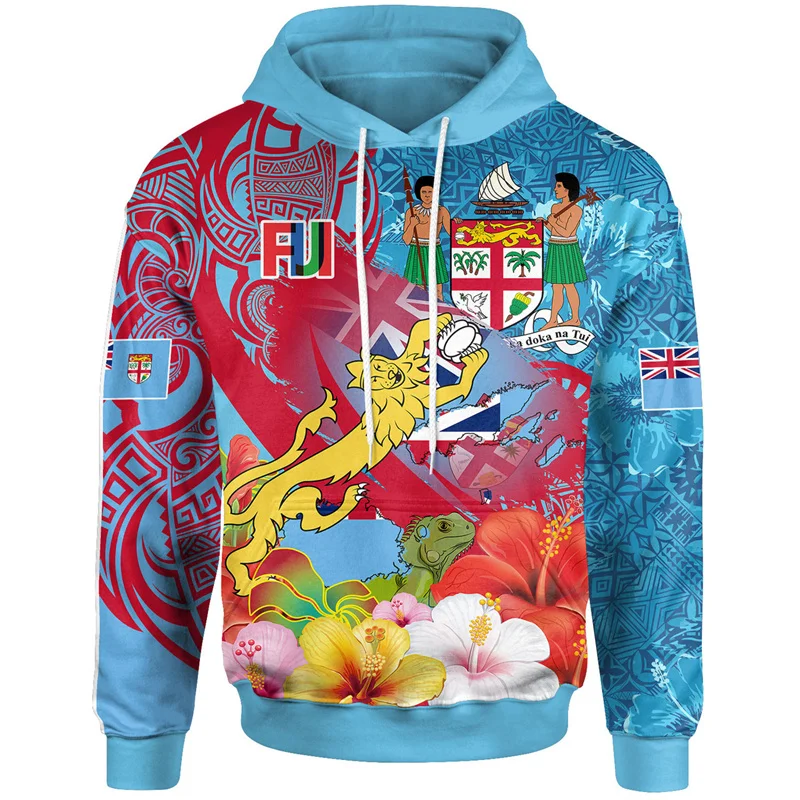 New 3D Print Fiji Independence 1970 Tapa Style Polynesian Hoodies For Men Fashion Streetwear Cool Hooded Sweatshirts Clothes Top