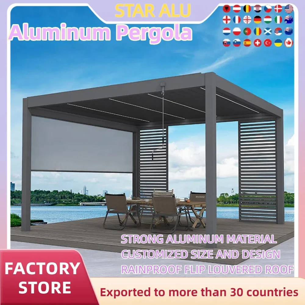 

Aluminum Louvre Screen Bioclimatic Pergola Full Privacy Ventilation Waterproof aluminum fixed decoration shutter outdoor