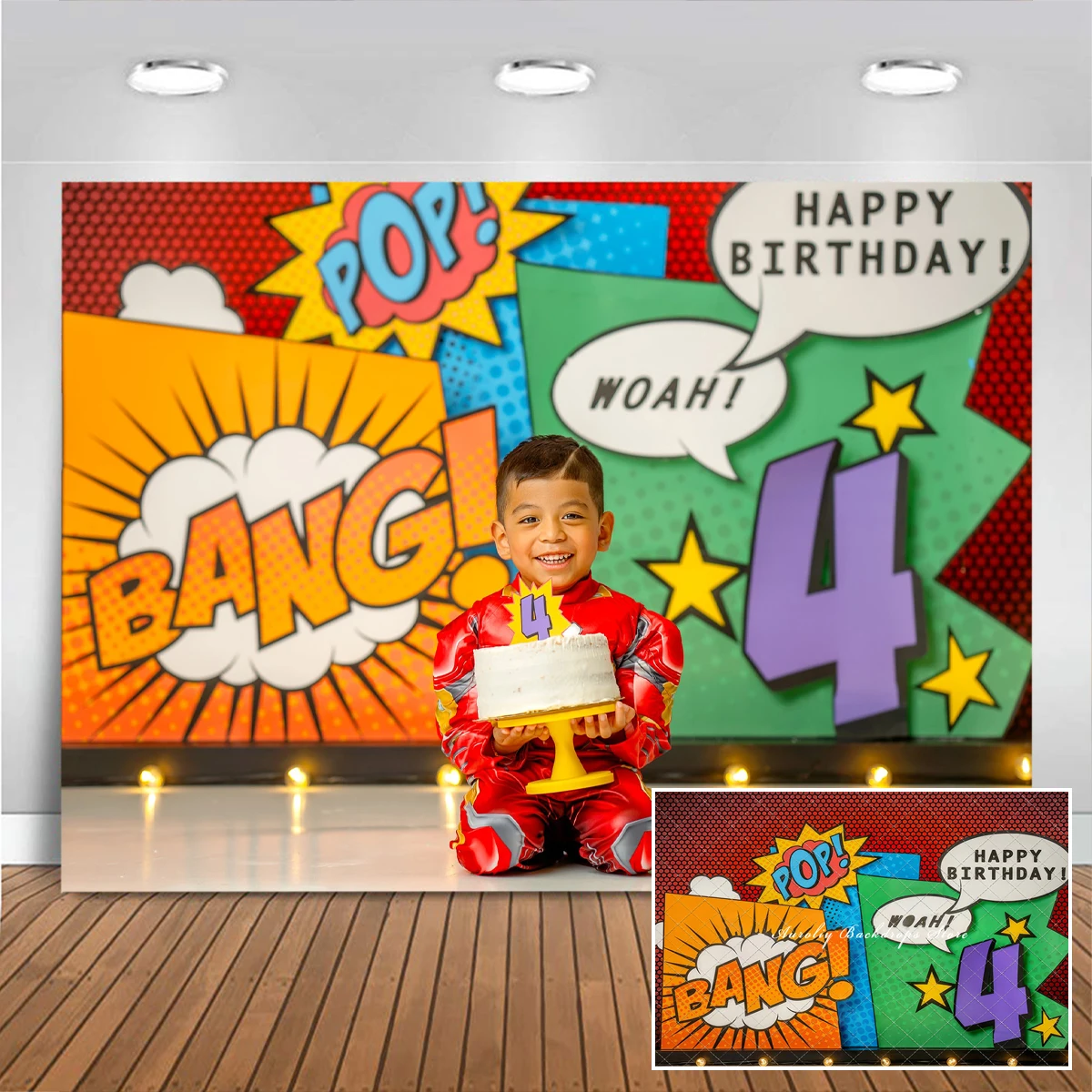 Fondos de fiesta de cumpleaños Super 4, pastel Smash, accesorios para fotos de bebés y adultos, decoraciones de globos, fondos de estudio de fotografía