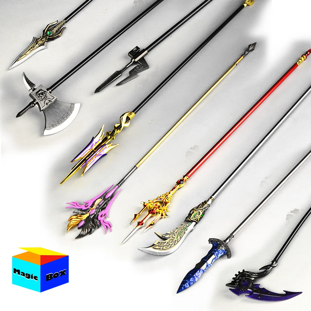 1/6 Mini Cold Weapon Anime Role Long Rod Lance Spear Axe Mace Trident Broadsword Model For 12In Soldier Action Figure Accessory