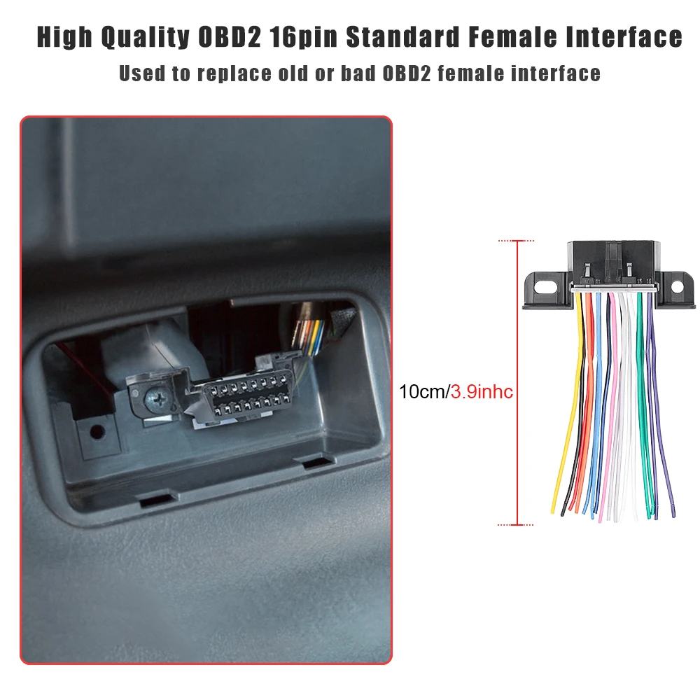 10cm 30cm DIY 16pin J1962 OBD2 Extension Cable Male Line to Female Automotive Car Diagnostic Auto Tool OBDII Adapter Cable
