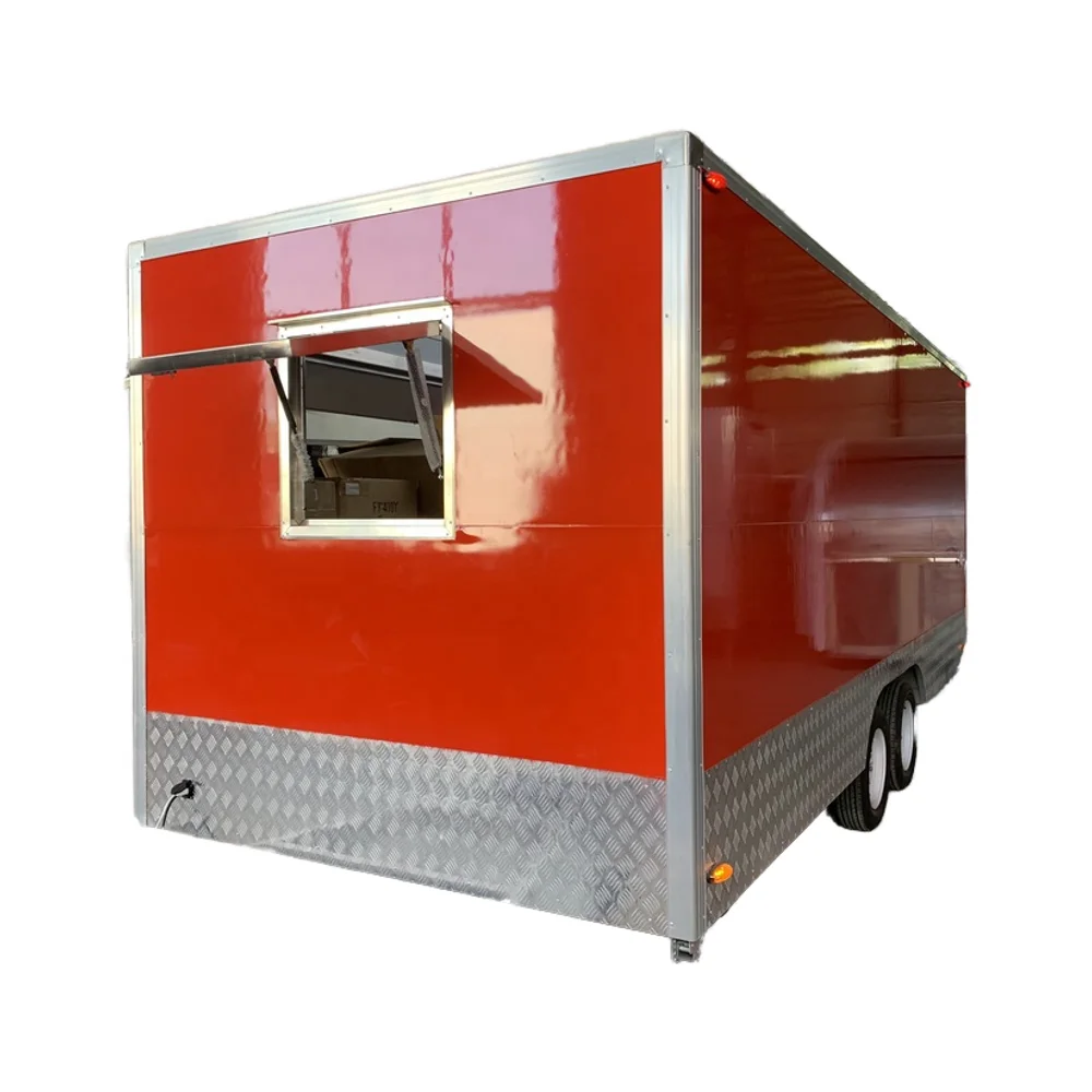 مقطورة طعام متنقلة قابلة للتخصيص بطول 16 قدمًا في الصين مصنوعة من معدات المطبخ الكاملة والوجبات الخفيفة وحاوية همبرغر والشواء ومطعم هوت دوج